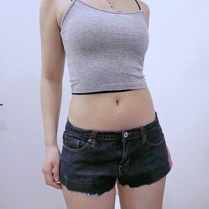 Distressed Low-Waist Denim Shorts